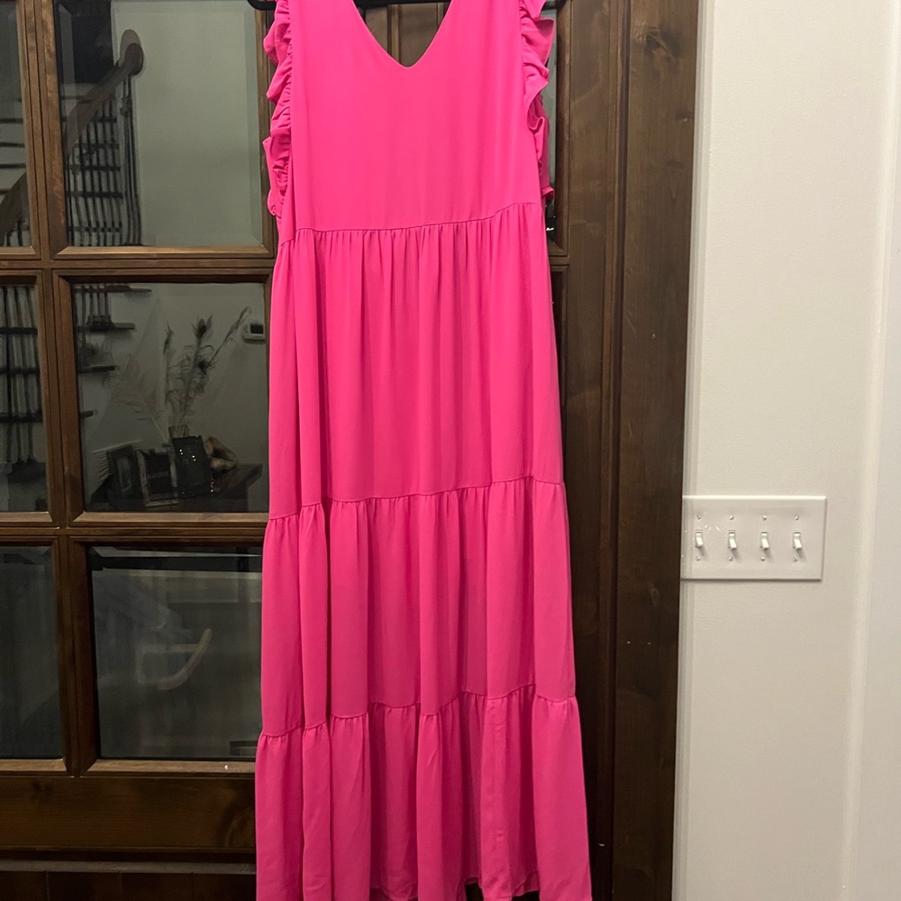 Pink Ruffle Sleeveless Dress